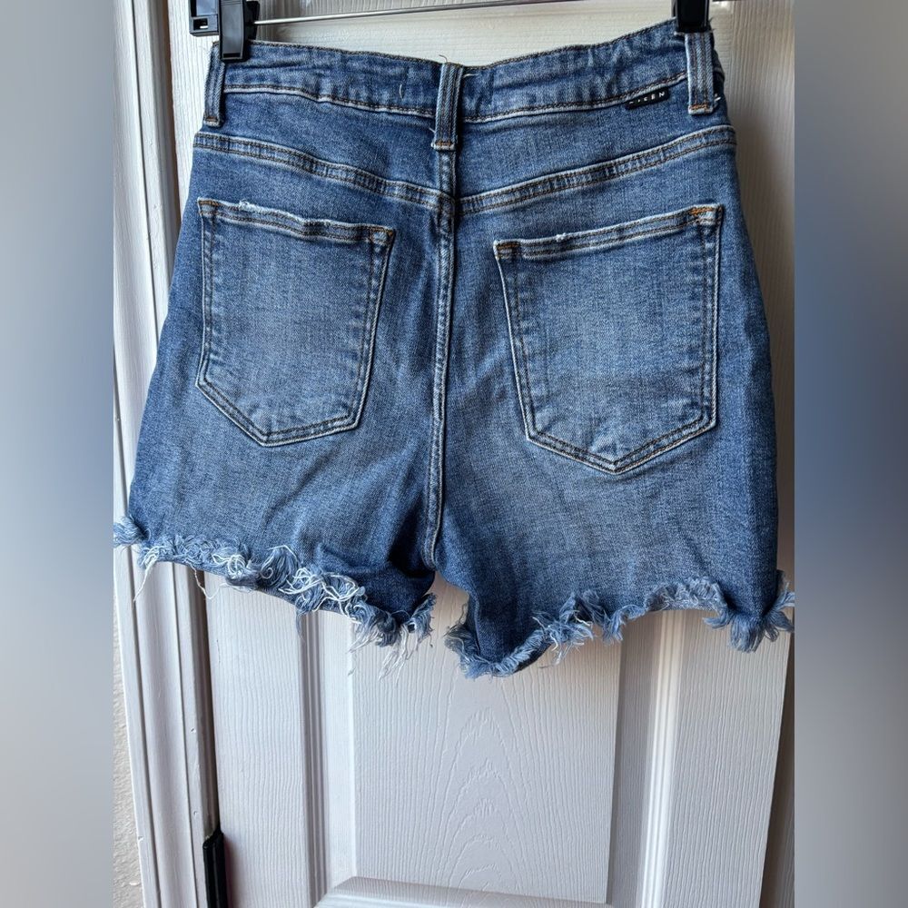 Risen Denim Shorts Medium Distressed Raw Hem High Rise Cutoff Jean Shorts RDS133 - Picture 3 of 9